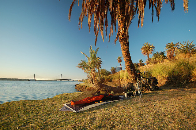 Camping on the banks of the Nile