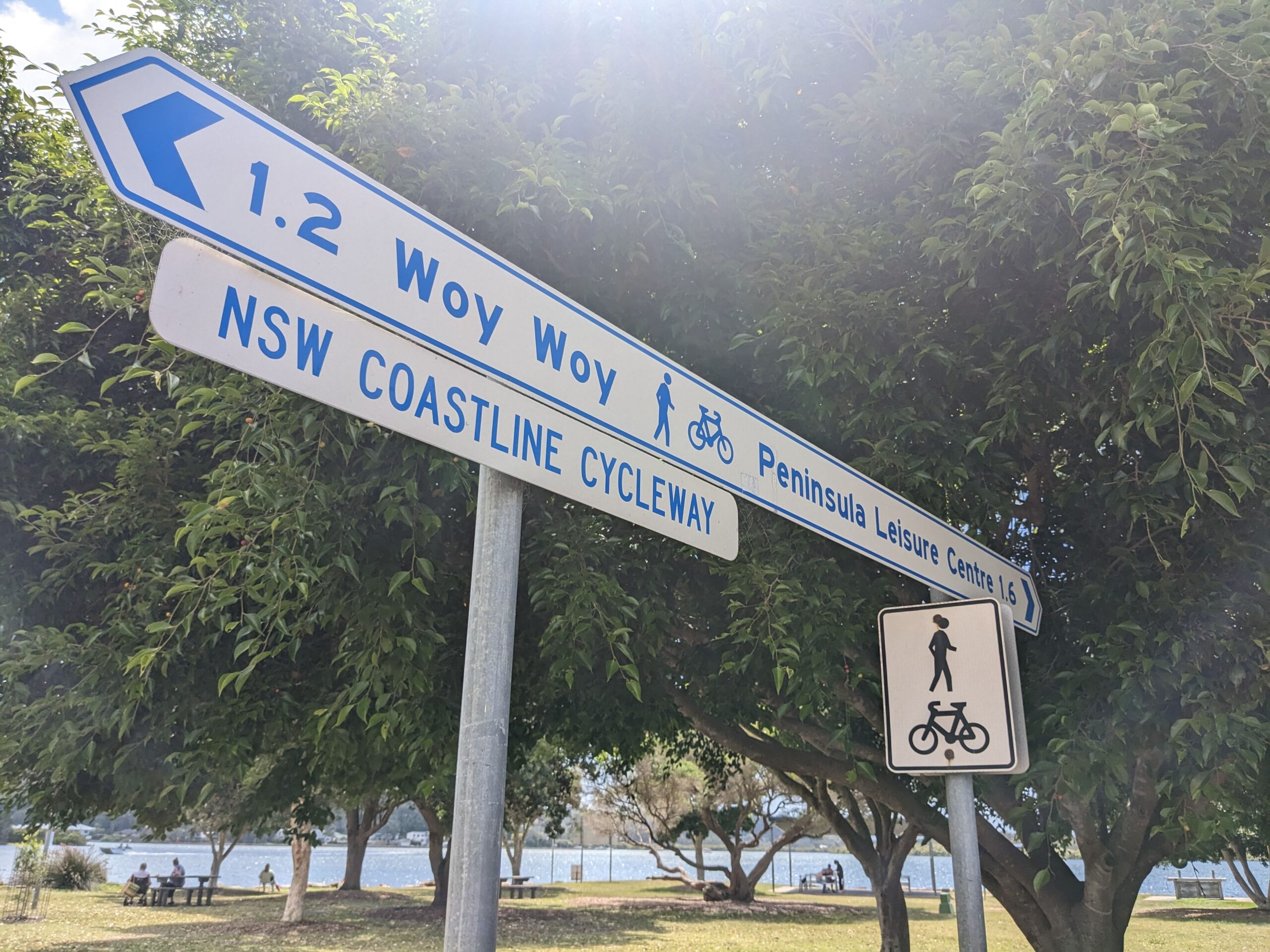 A signpost on the New South Wales Coastline Cycleway, aka: Coast Cycle Trail.